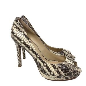 Coach Selma Snake Skin Stiletto Pump Platform Heels Womens 9 Peep Toe Going Out